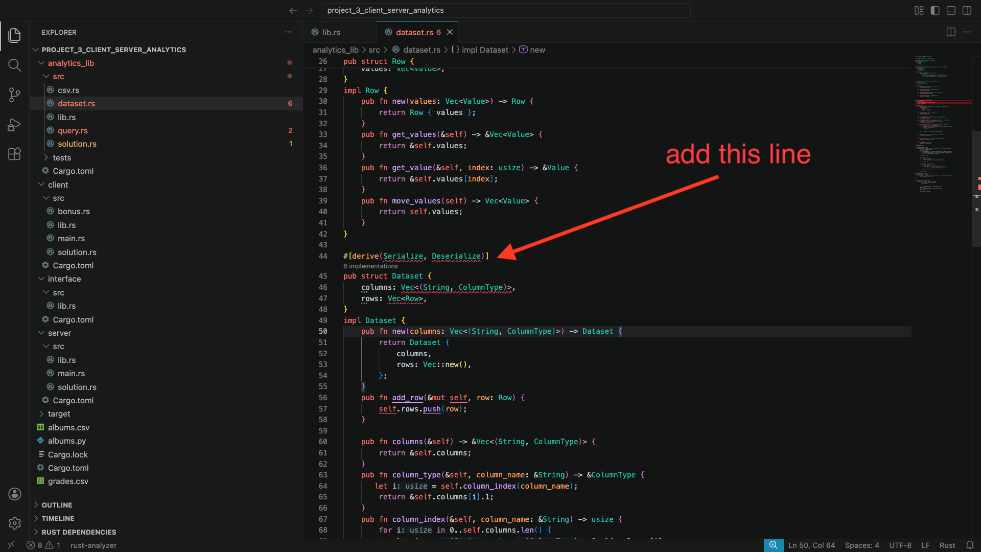 add derive to Dataset