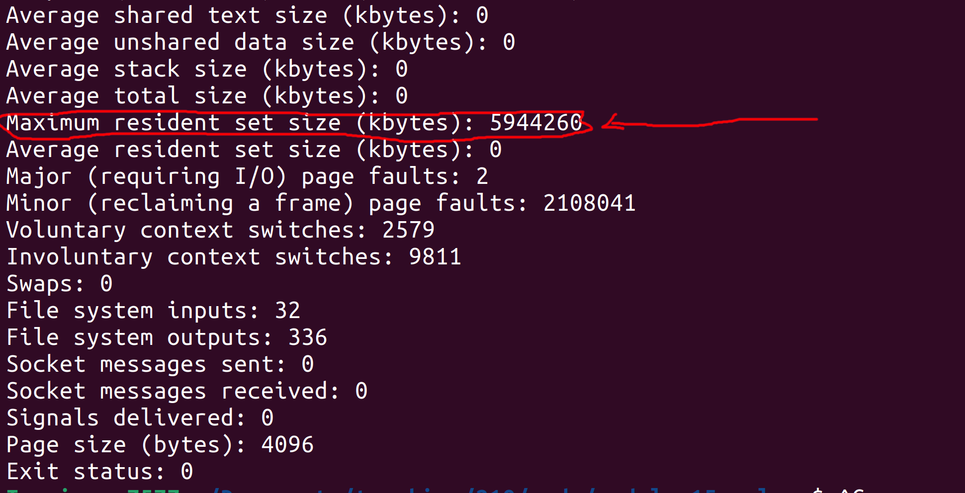 Peak memory consumption on my computer